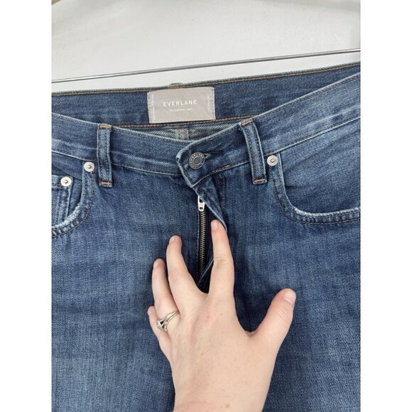 Everlane The Summer Jean Size 29 Regular Blue Wash Straight Leg Distressed Ankle - Picture 9 of 12